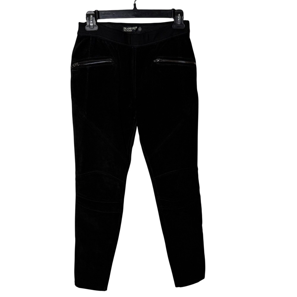 Blank Nyc Leather Mix Media Pull On Moto Legging Size 28 Black Suede Pants Biker